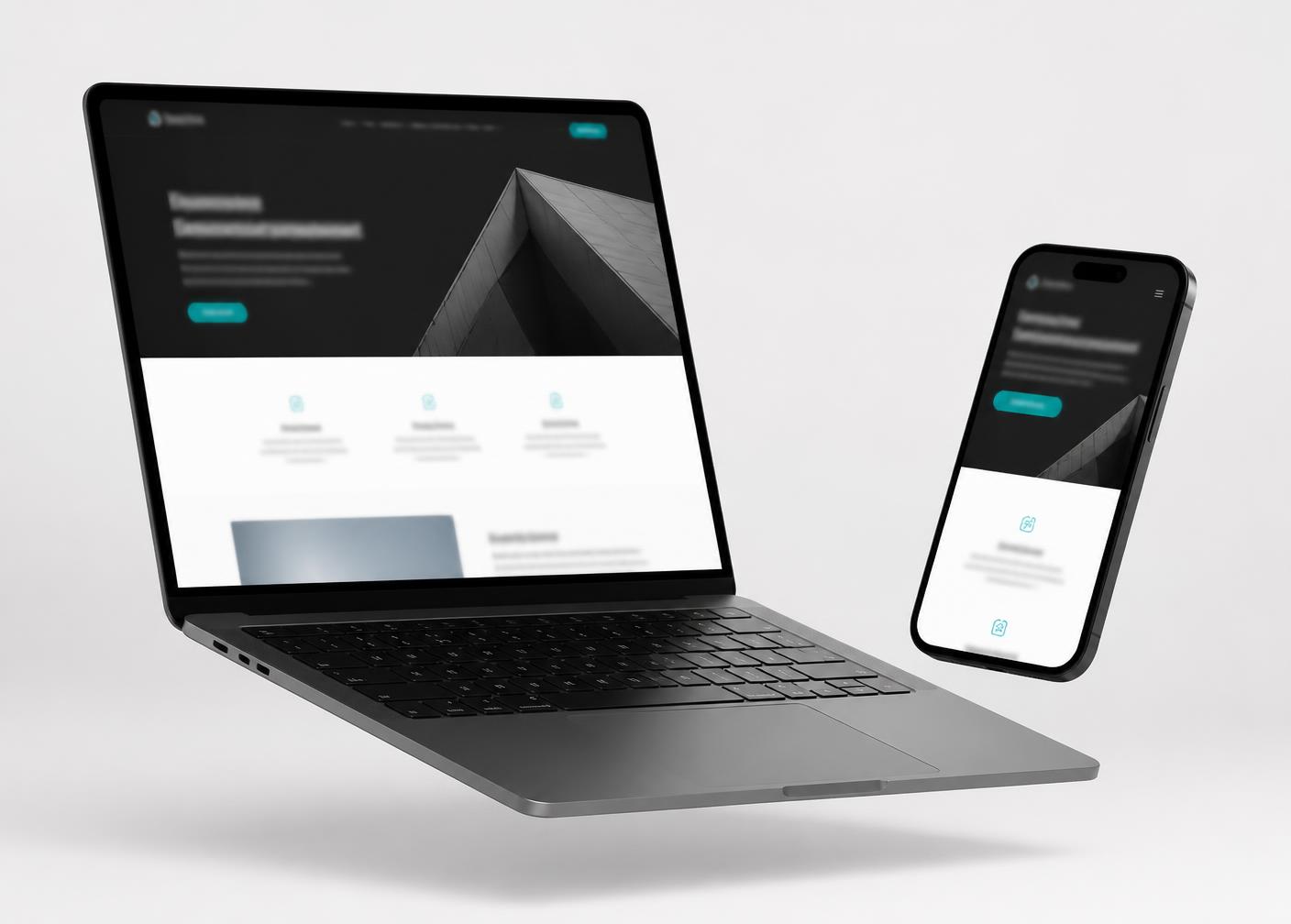 A laptop and phone displaying a modern business website designed by VeroWeb